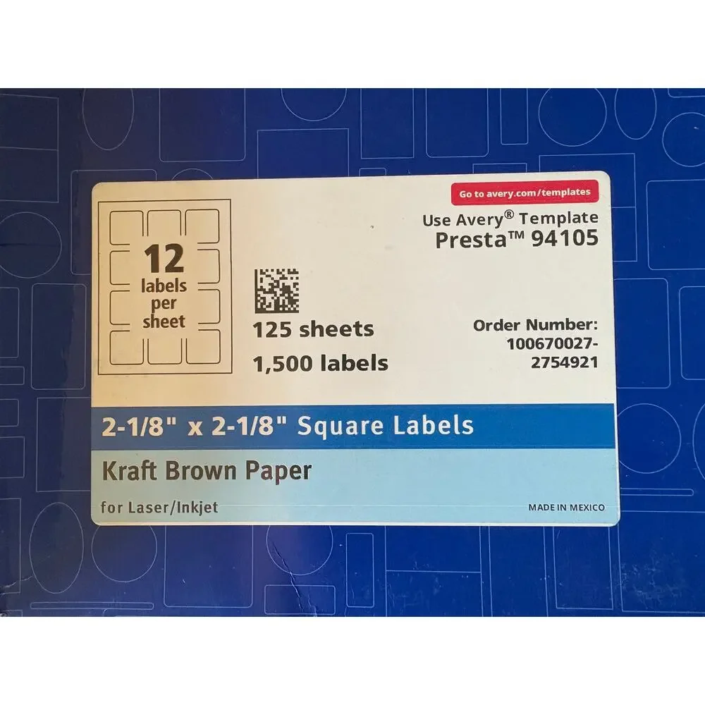 Lot of 6PKS of Avery Blank Labels - Assorted Sizes - Weighs over 16lbs